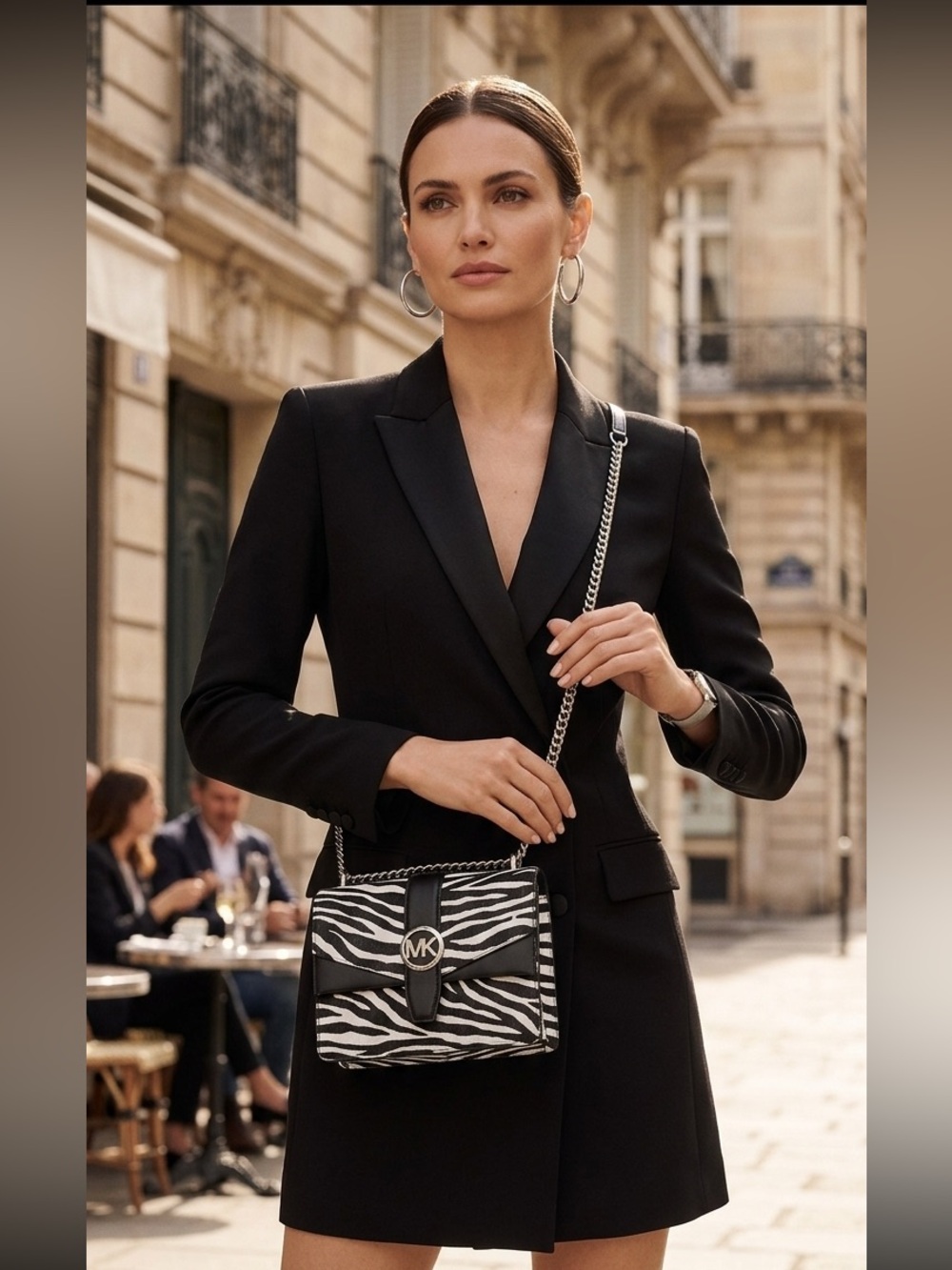Michael Kors Black and White Zebra Crossbody Bag